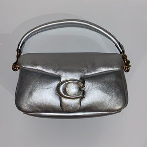 Used Silver Coach Small Tabby Pillow Purse (missing long strap)